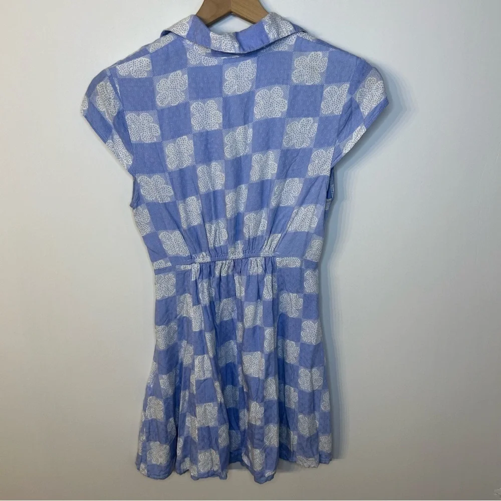 Urban Outfitters Harlow Twist Front Mini Dress, Blue White Floral Check, Small - Picture 8 of 12